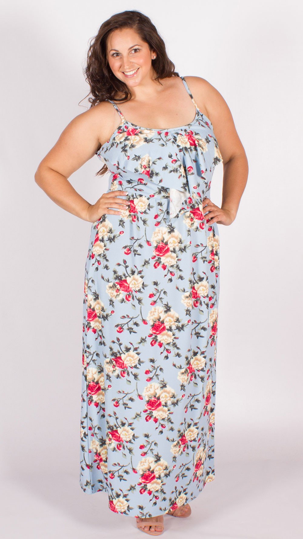 Alexis Floral Blue Strappy Maxi Dress – Curvewow