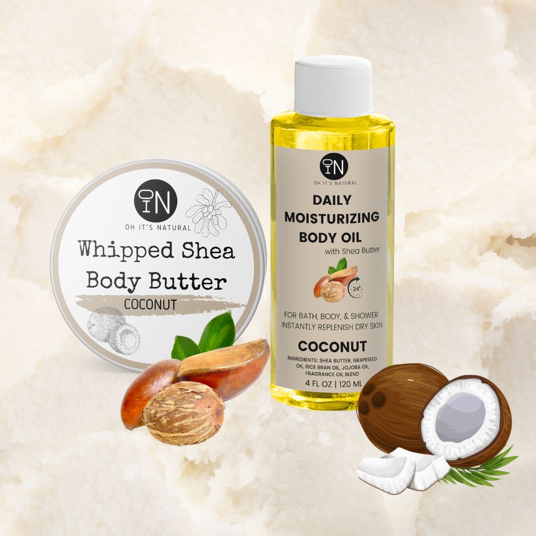 COCONUT BODY DUO  BODY BUTTER + BODY OIL – Oh It's Natural