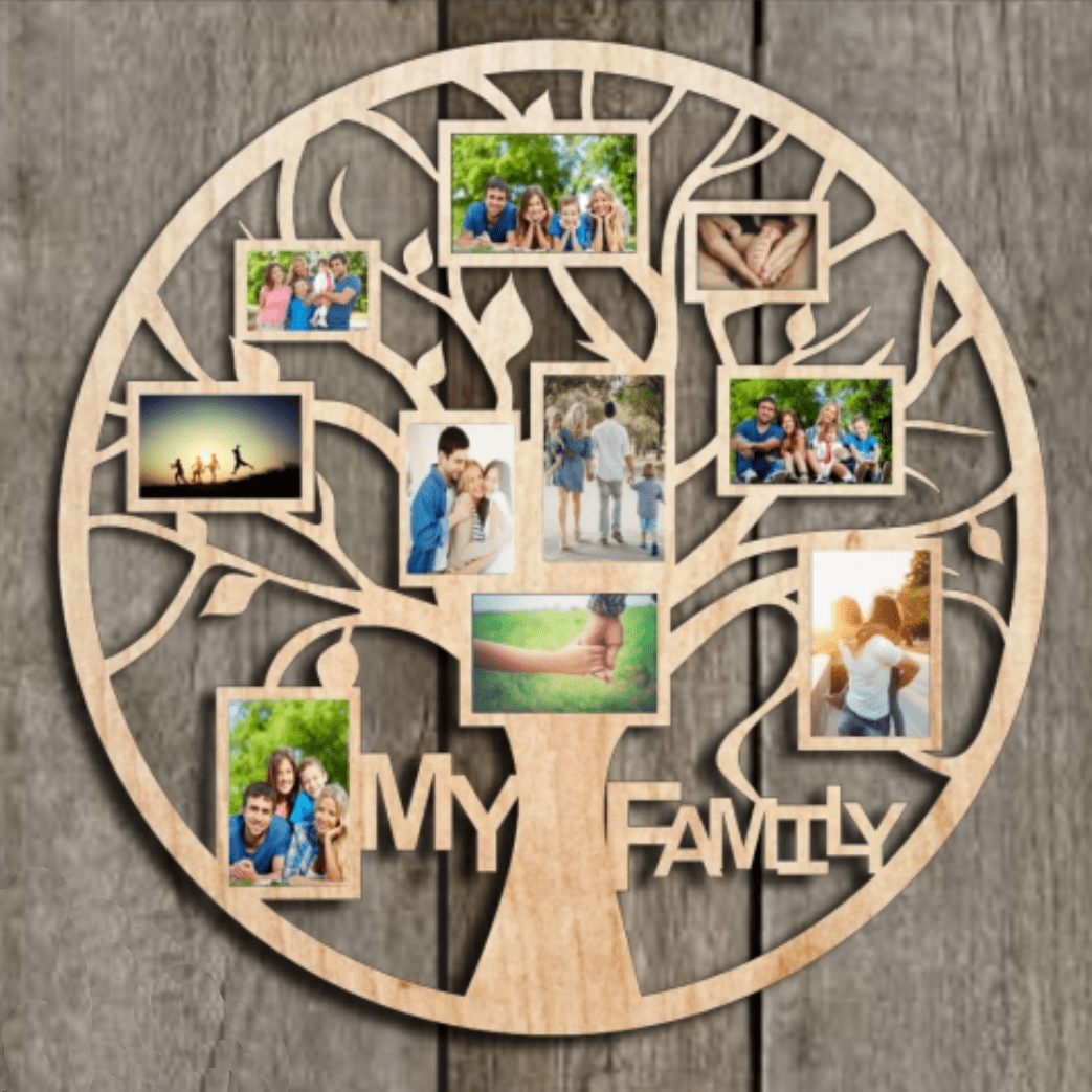 Family round. Family Tree frame Laser Cutting. Tree frame Laser Cutting.