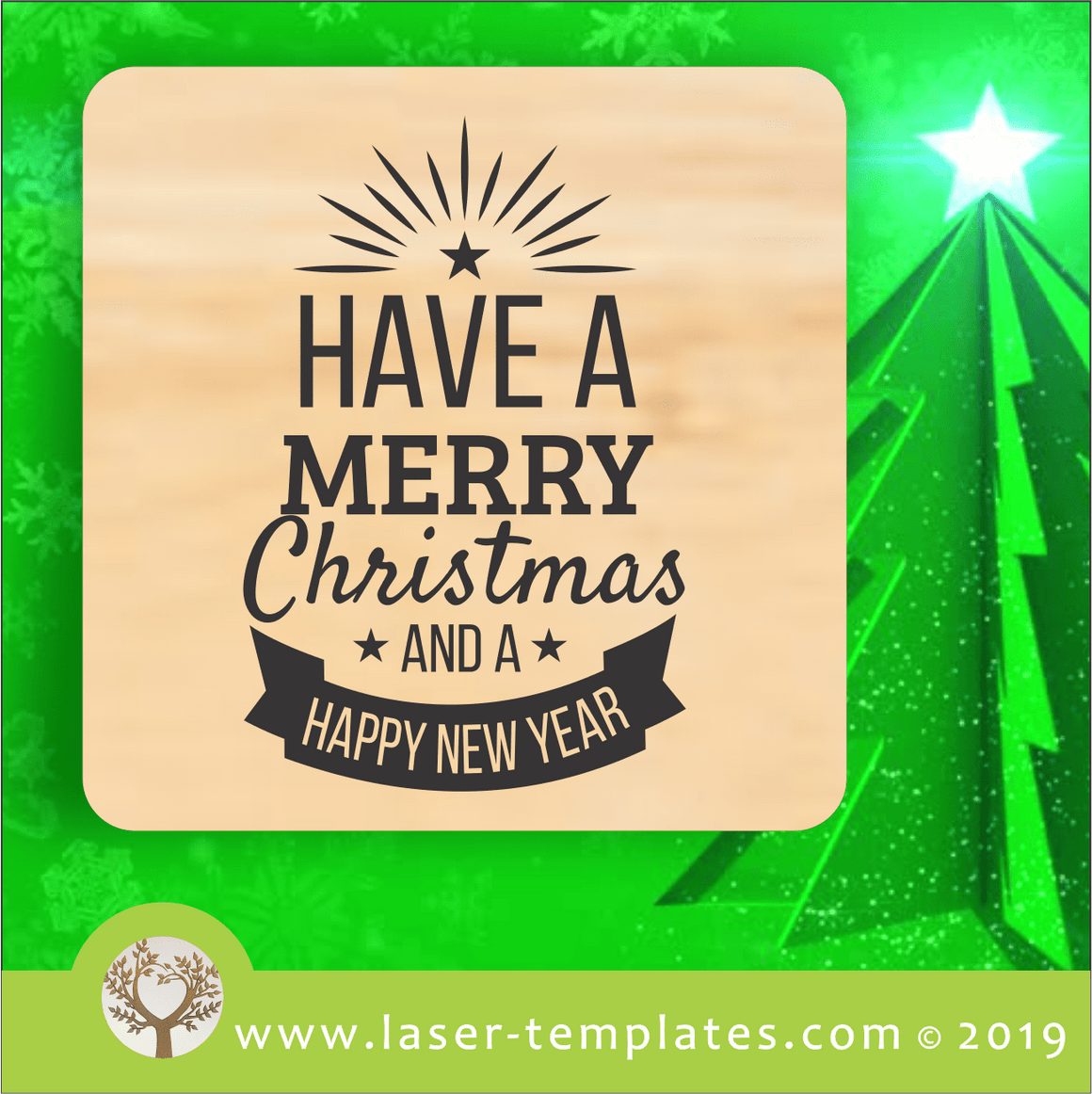 Laser cut template for Christmas Coaster 8 – Laser Ready Templates