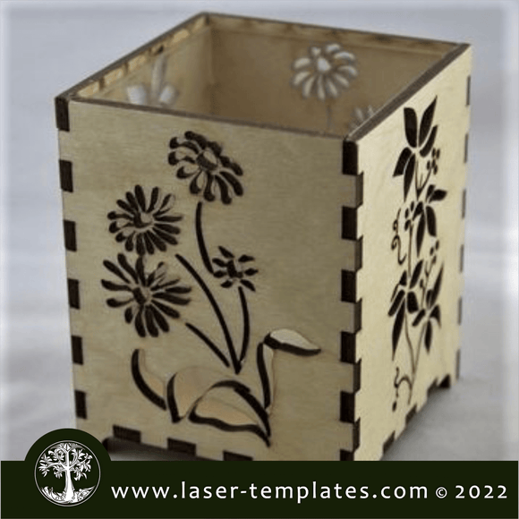 Flowers Tealight Candle Holder Laser Ready Templates 