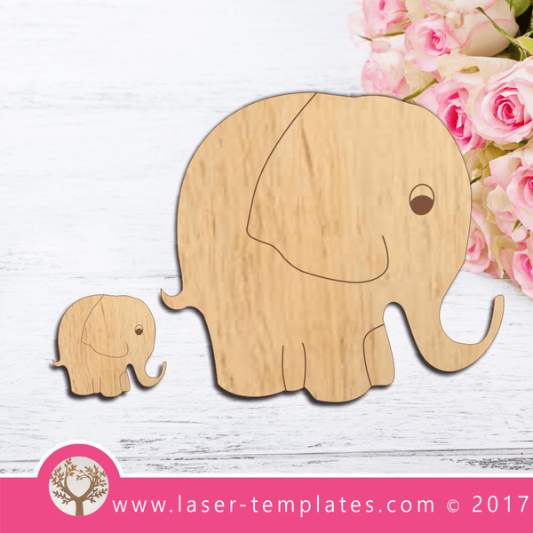 Laser Cut Mom And Baby Elephant Template, Download Vector Designs ...