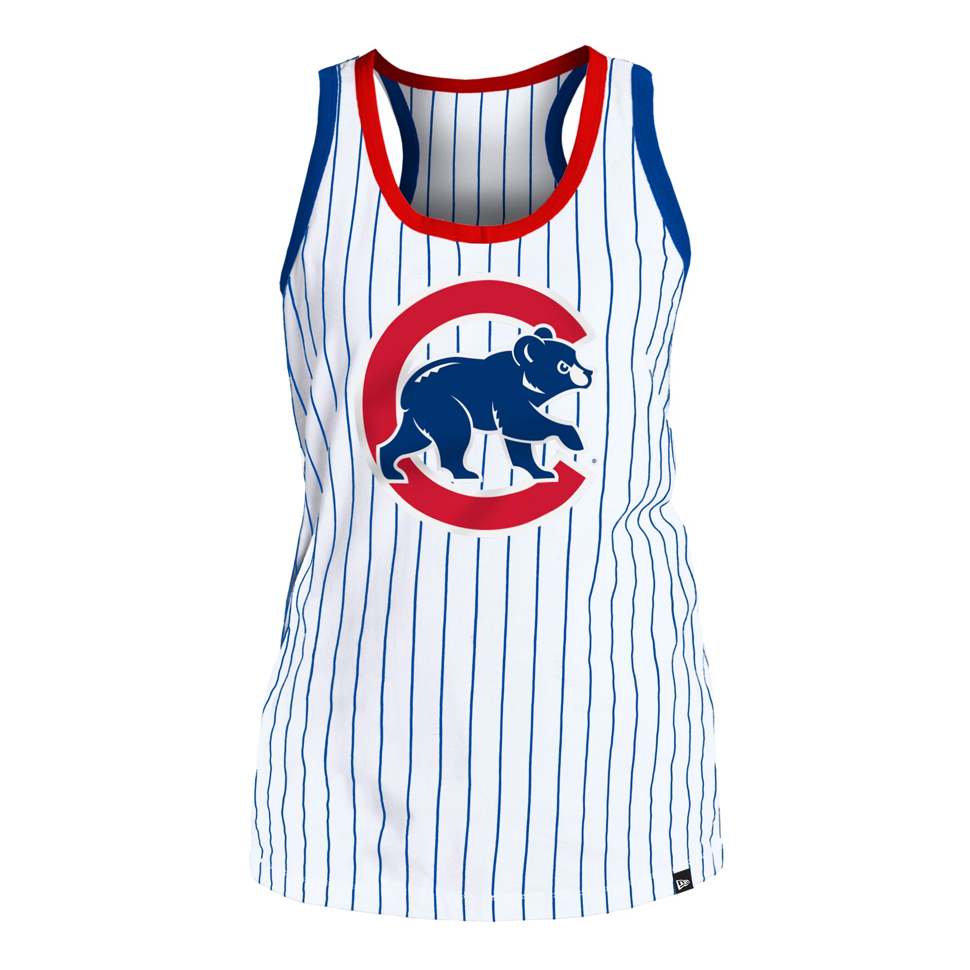 Women's New Era White Chicago Cubs Pinstripe Henley Racerback Tank Top