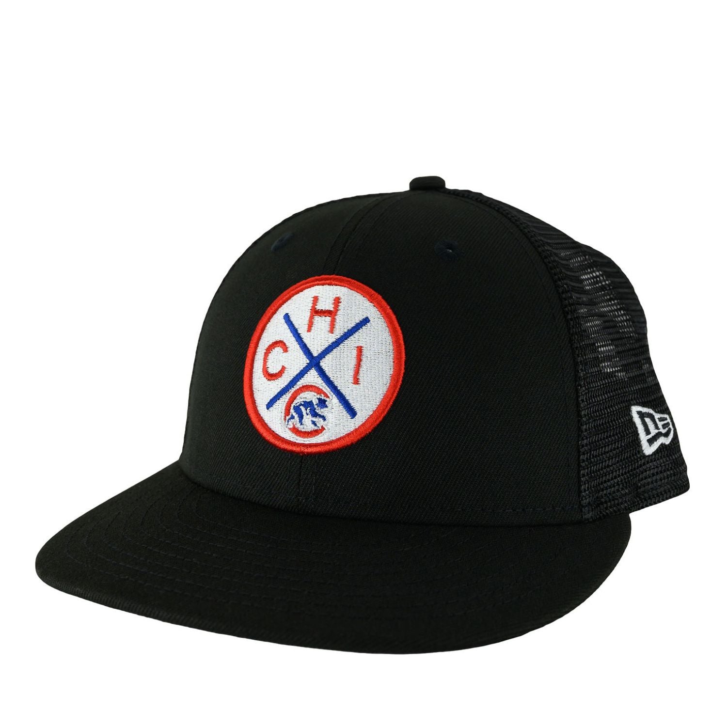 Chicago Cubs Black Circle Patch New Era 9FIFTY Low Profile Mesh