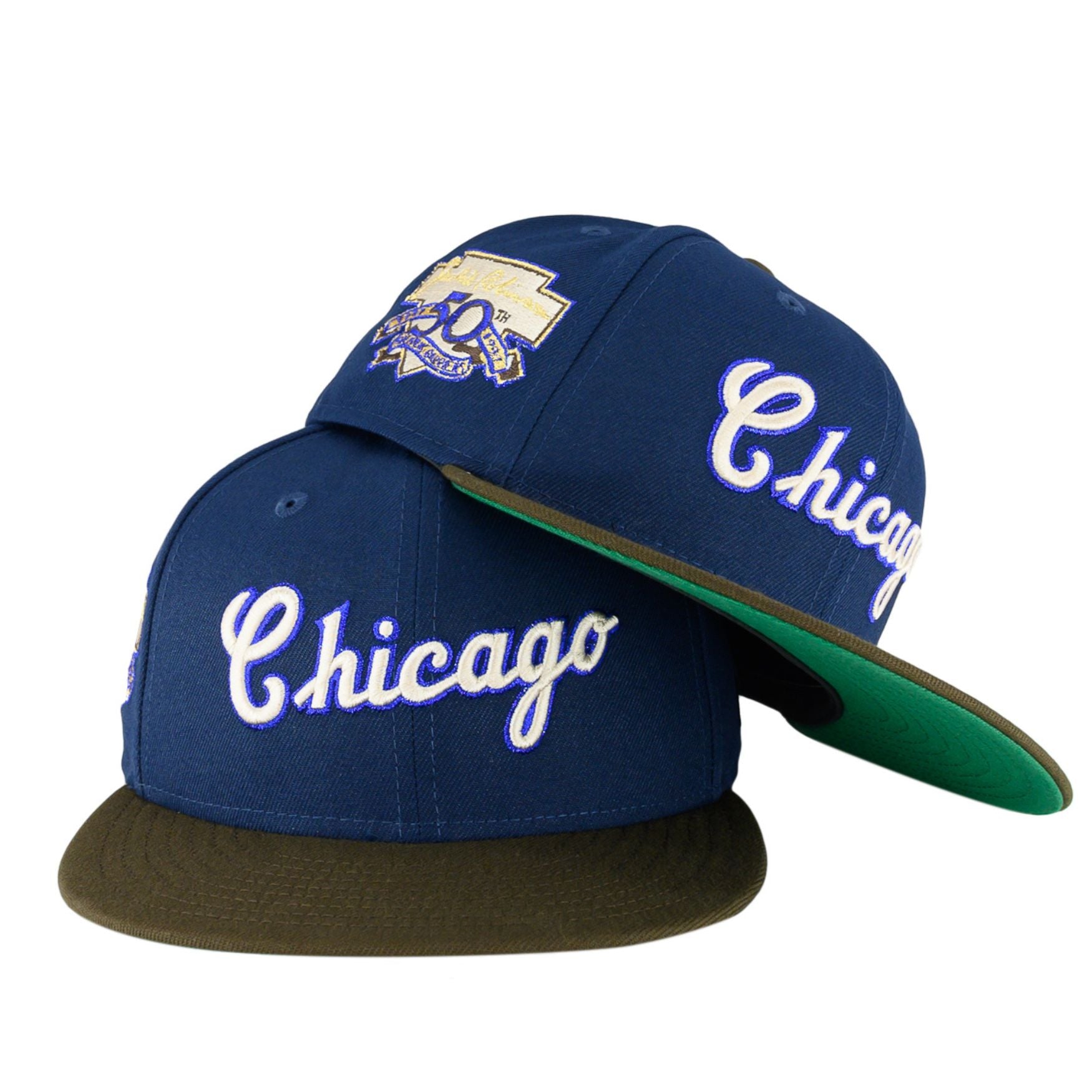 Chicago Cubs Chrome White/Walnut Brown JR 50th New Era 59FIFTY Fitted -  Clark Street Sports