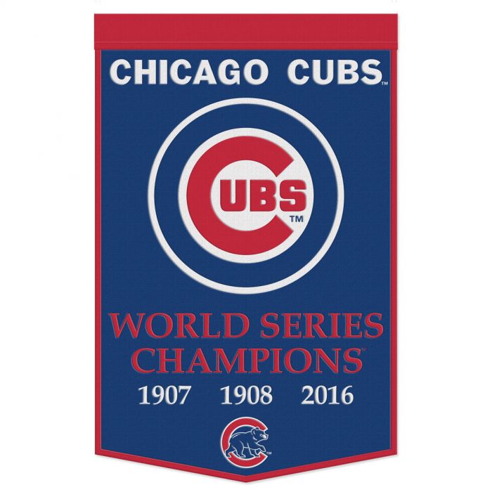 Chicago Cubs World Series Champions 1907 - 1908 - 2016 Wool Banner 24x38