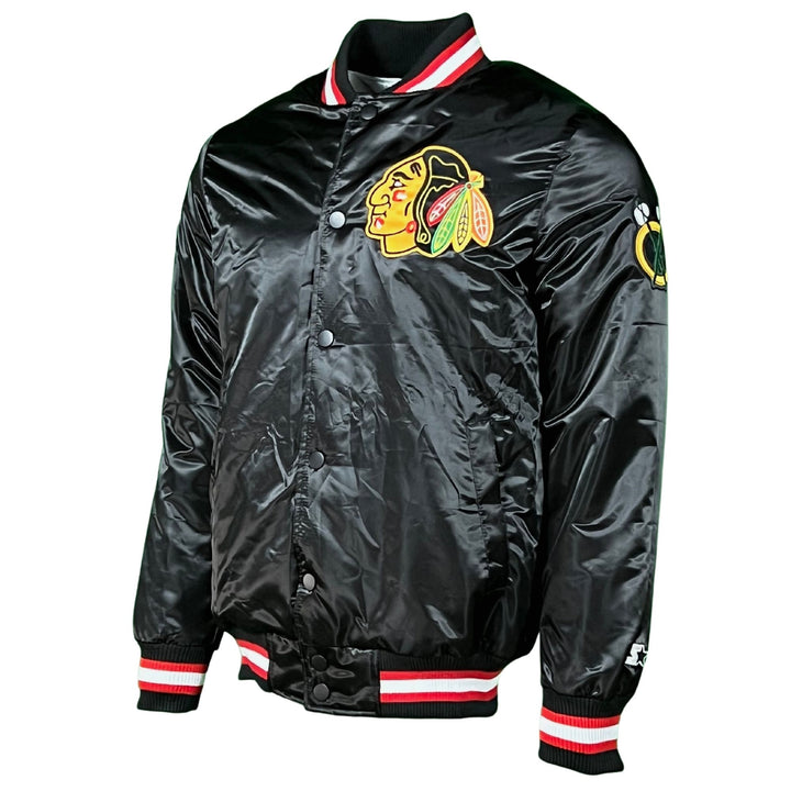 Chicago Blackhawks Black Vintage Starter Jacket - Clark Street Sports