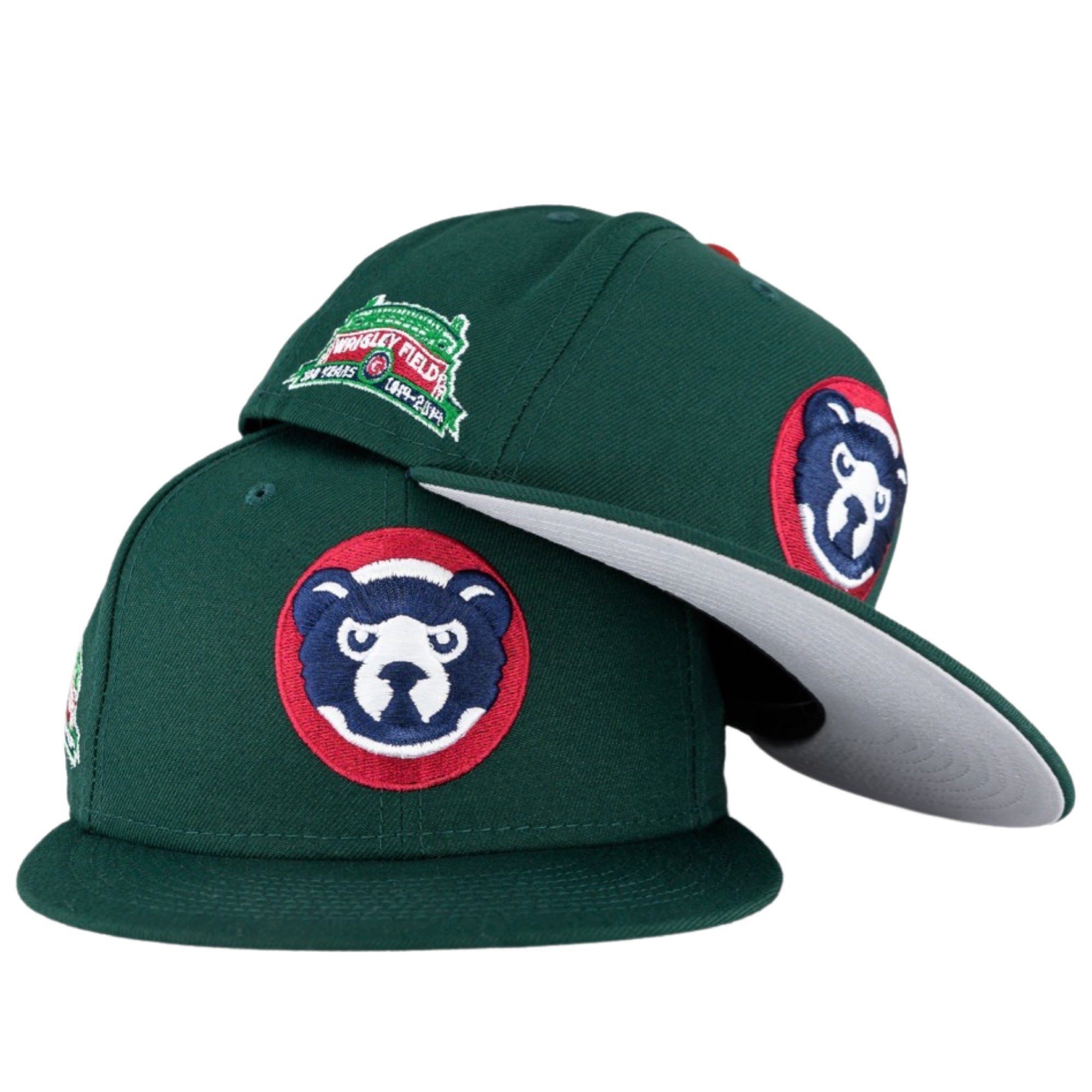 Men's New Era Gray Chicago Cubs Golfer Green Undervisor 9FIFTY Snapback Hat