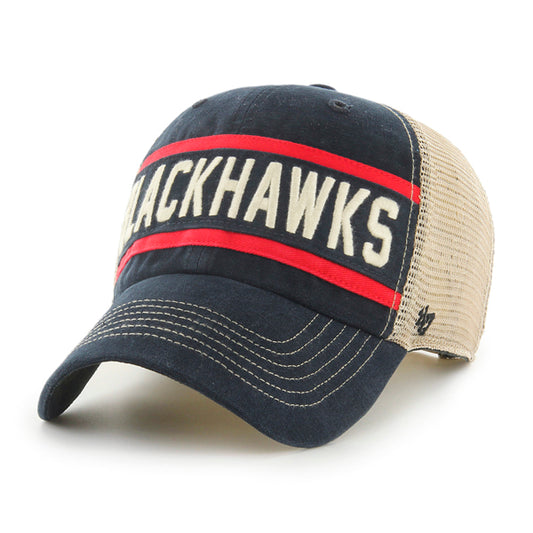 Chicago Blackhawks Black On Black '47 Adjustable Clean Up Hat
