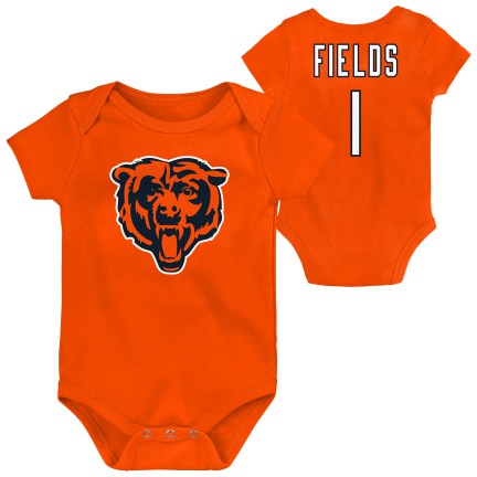 Justin Fields Chicago Bears Orange Baby Onesie - Clark Street Sports