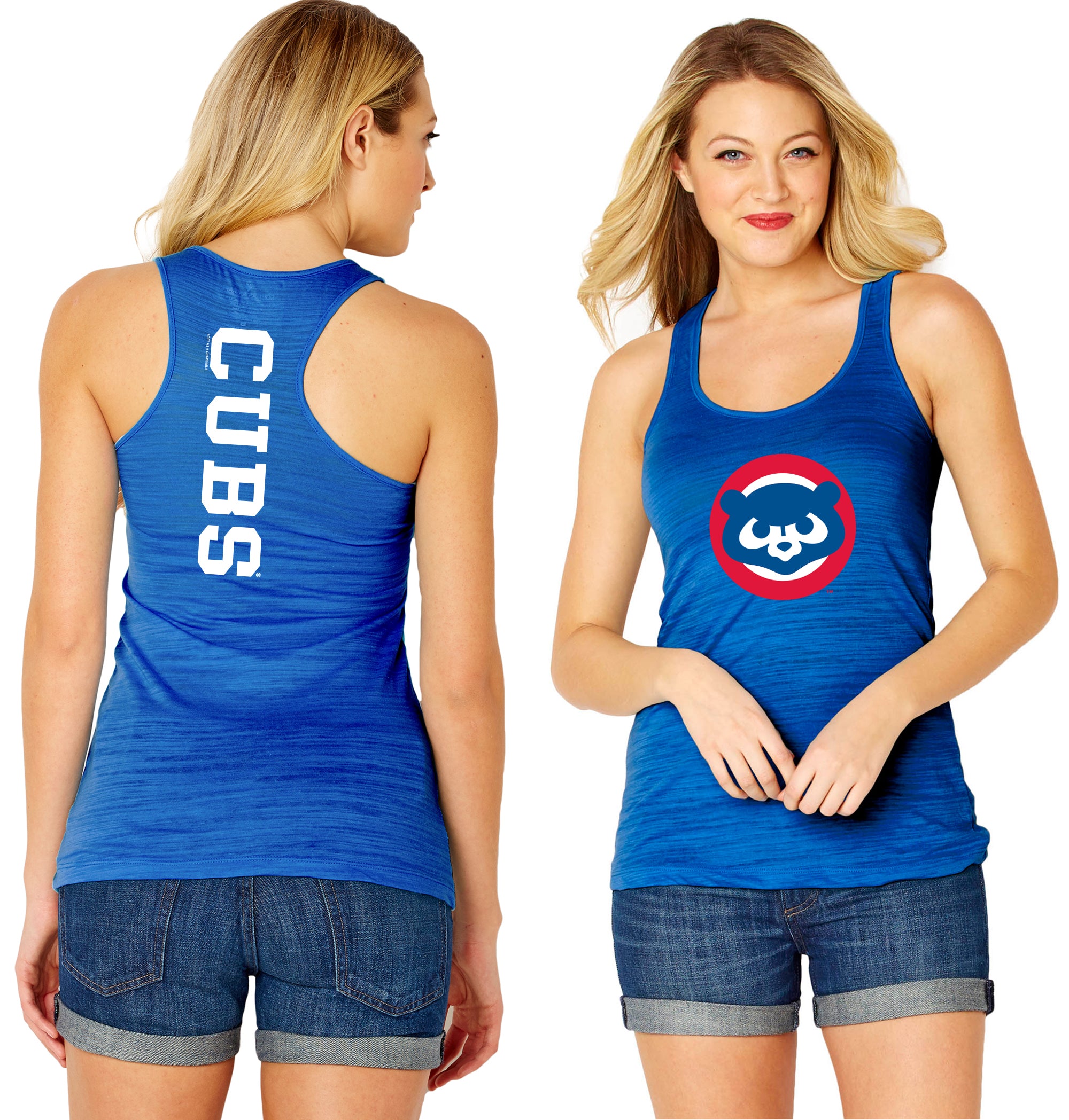 Women's Touch Royal Chicago Cubs Money Ball Tie-Dye Tank Top