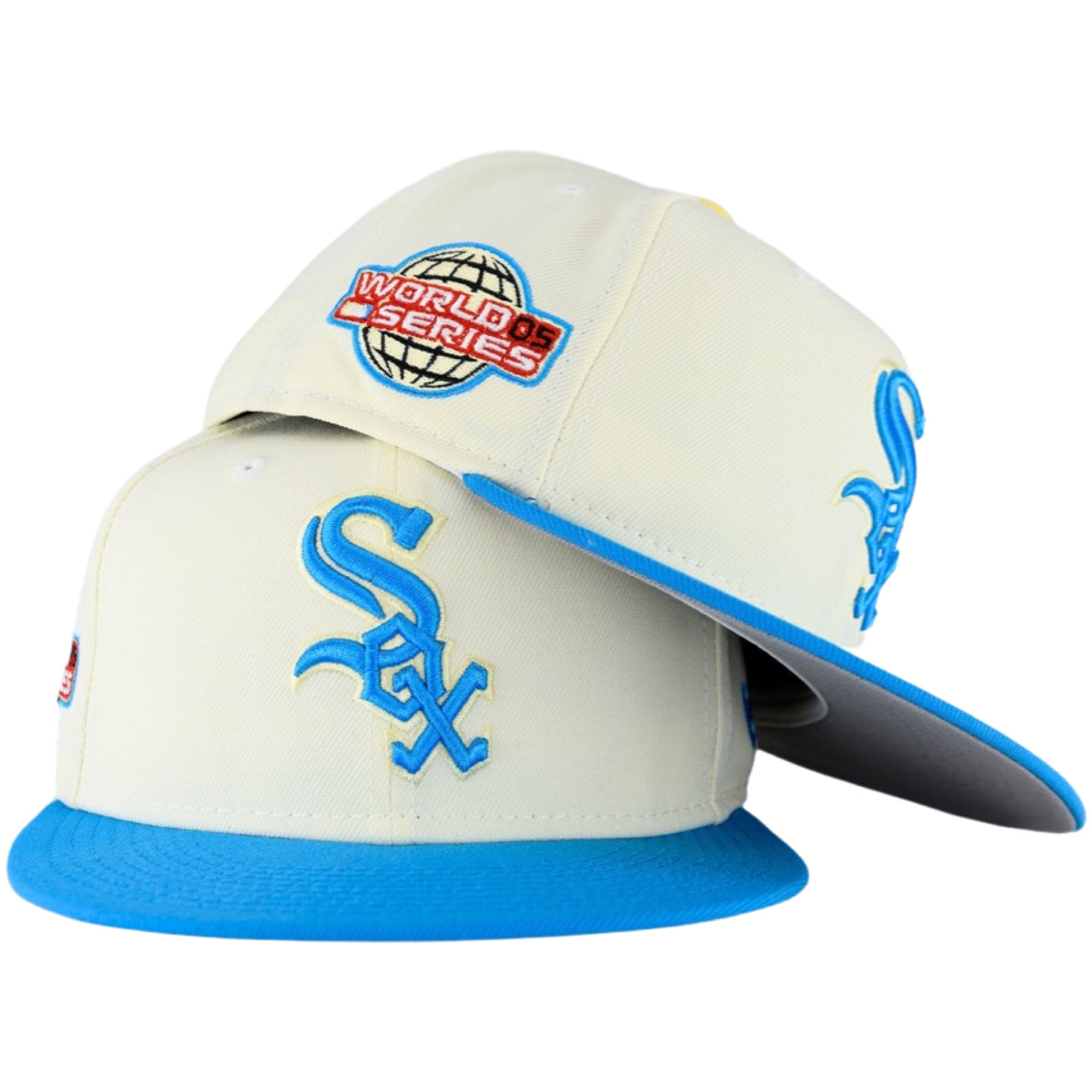 New Era 59FIFTY Chicago White Sox Logo Patch Jersey Hat- Light Blue, Red Light Blue/Red / 7 3/8