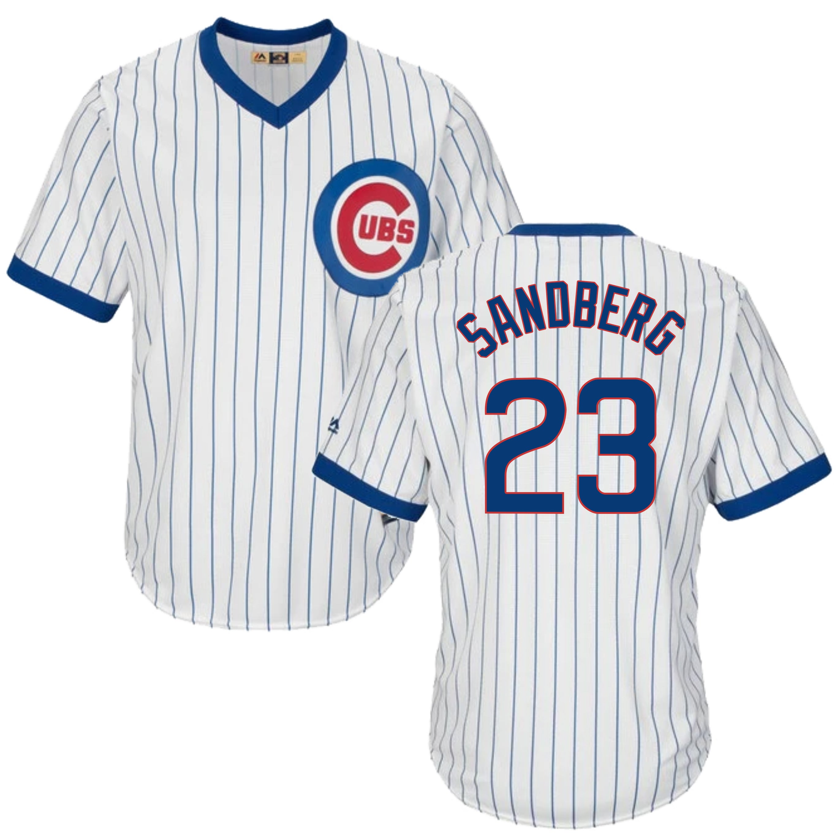 Nike Men's Chicago Cubs Ryne Sandberg #23 White Cooperstown V-Neck Pullover  Jersey