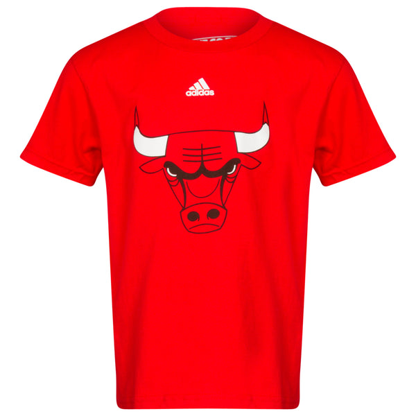 clarkstreetsports1 Chicago Bulls Youth White and Black Glitter Block Text and Angry Bull Face Logo Tee, Medium 10-12