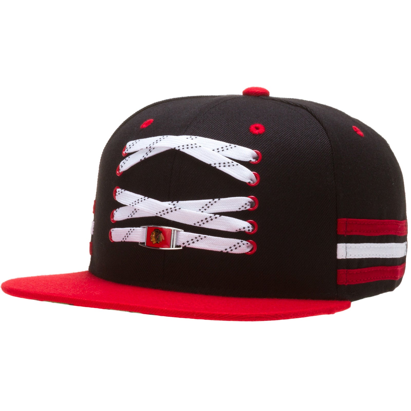 Black/Red Lacer Stripes Snapback Hat 