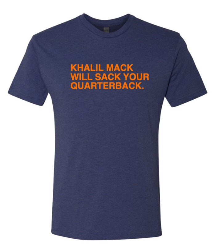 Chicago Bears Navy Khalil Mack Will Sack Your Quarterback 2X-Large