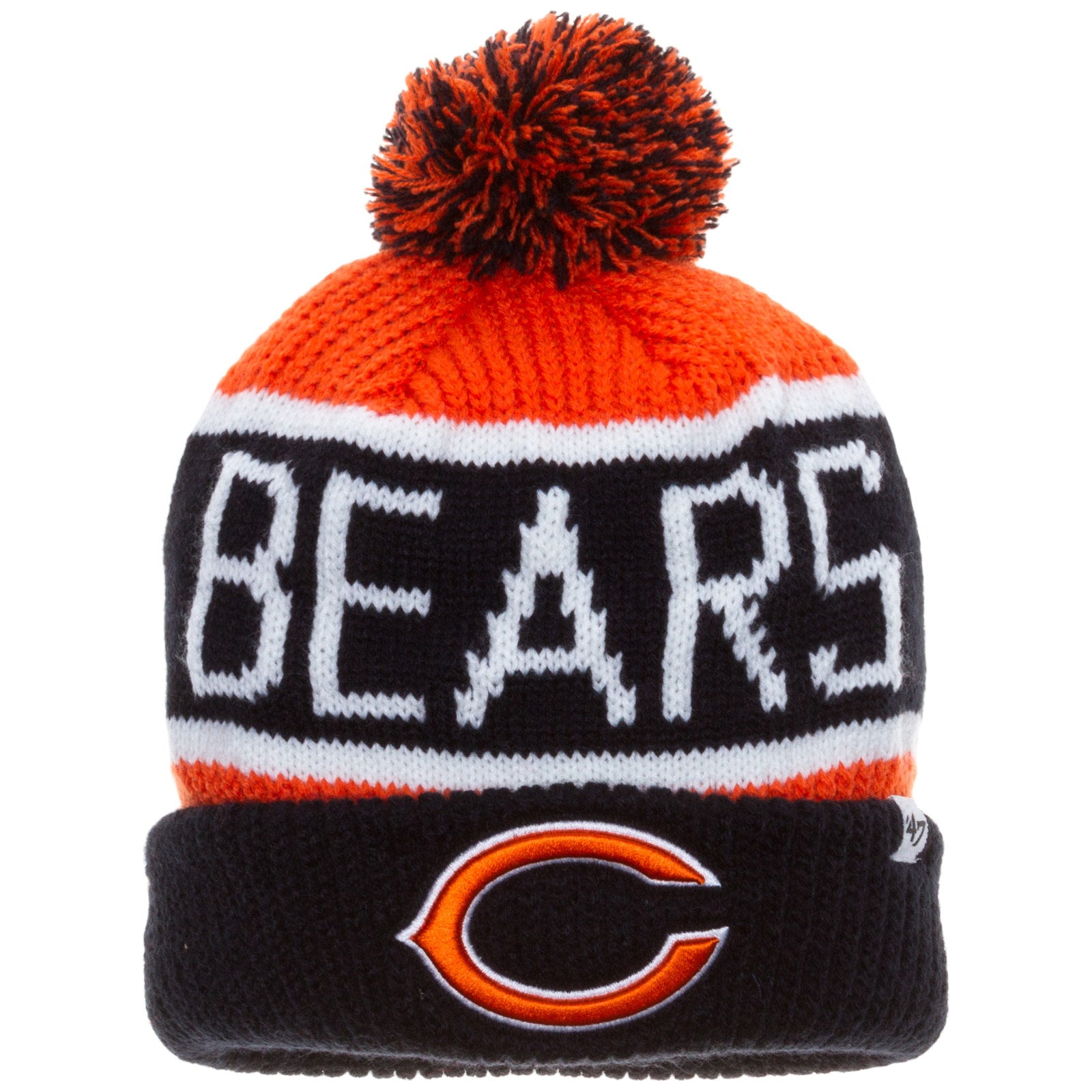 New Era Men's New Era Navy/Orange Chicago Bears Alternate Logo Banner  Cuffed Knit Hat with Pom