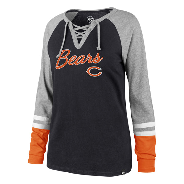 Women's New Era Navy Chicago Bears Raglan Lace-Up T-Shirt