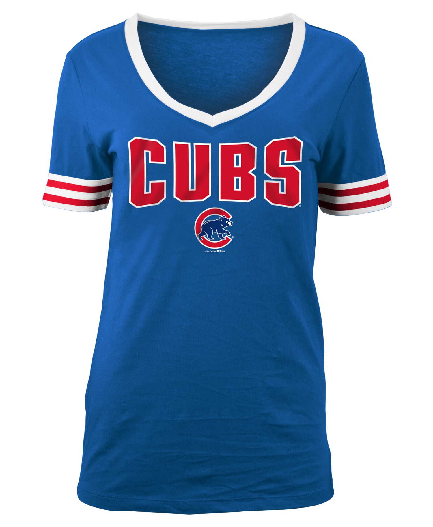 Chicago Cubs Women Royal V-Neck W/ Red & White Sleeve Bands Walking Be -  Clark Street Sports
