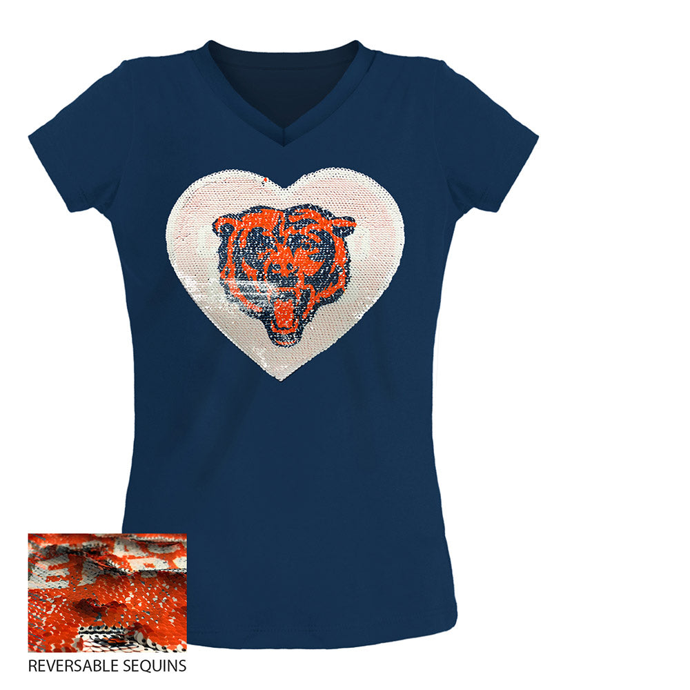 Women's Chicago Bears Sequined Logo Tee