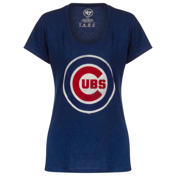 Chicago Cubs Royal Road Jersey Logo and Bullseye Dog Tee - Clark