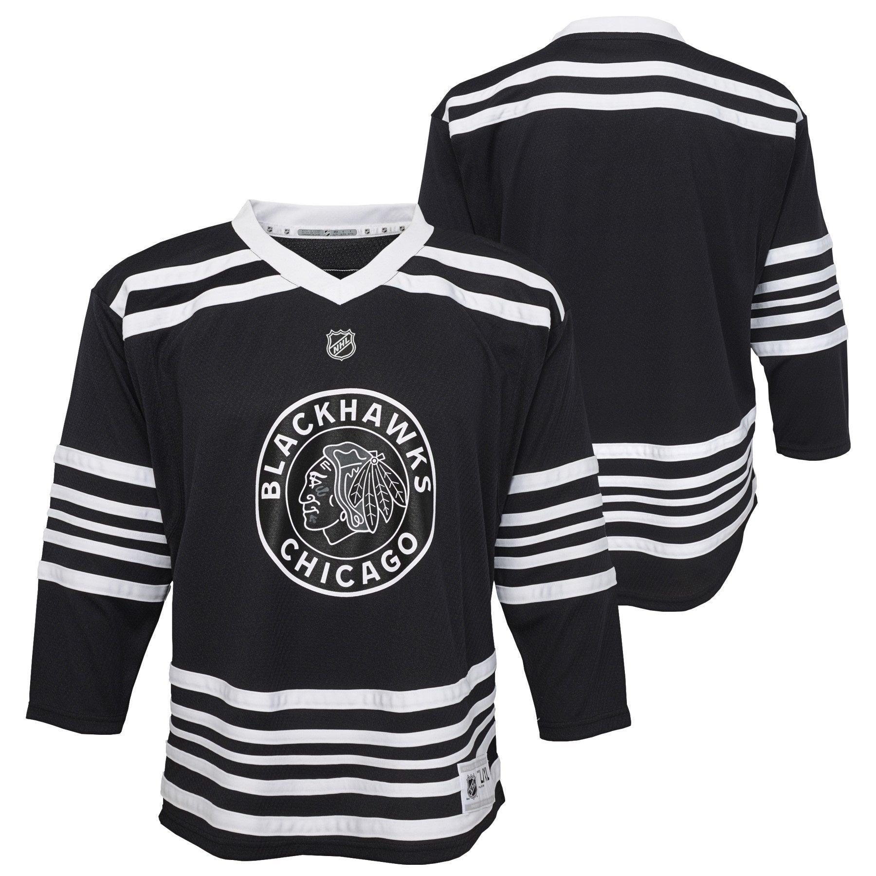 blackhawks black and white jersey