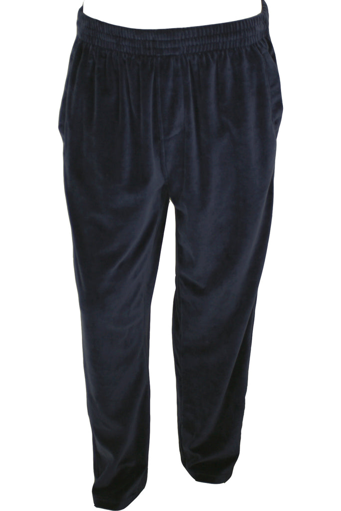 Mens Solid Navy Blue Velour Pants | Sweatpants | Sweatsedo