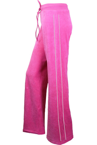 Womens Hot Pink Velour Pants, Sweatpants