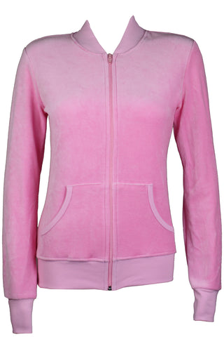 Womens Light Pink Hoodie | Velour Track Jacket | Sweatsedo