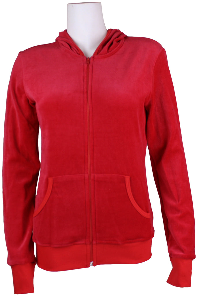 Womens Red Velour Hoodie | Sweatshirt | Sweatsedo