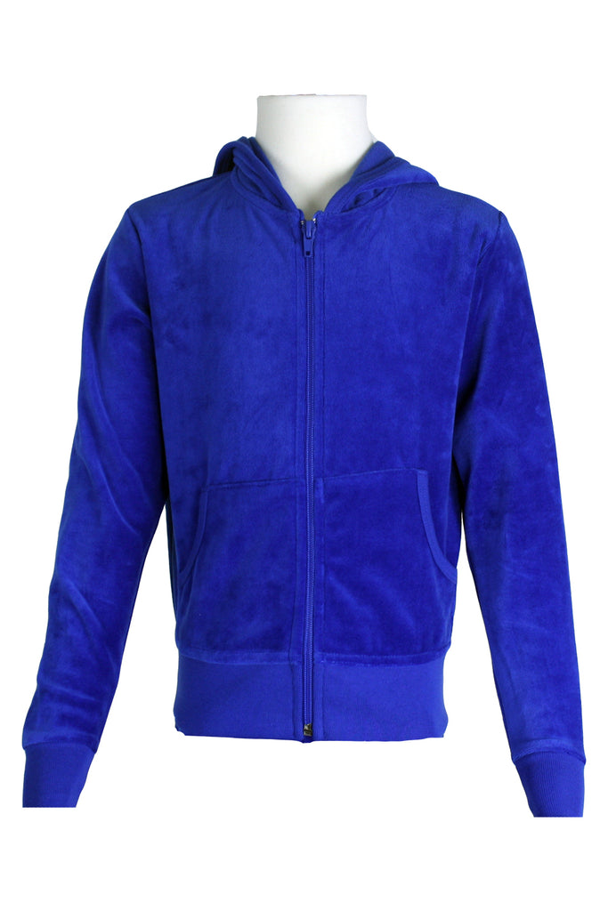 Youth Royal Blue Velour Zip Hoodie | Track Jacket | Sweatsedo