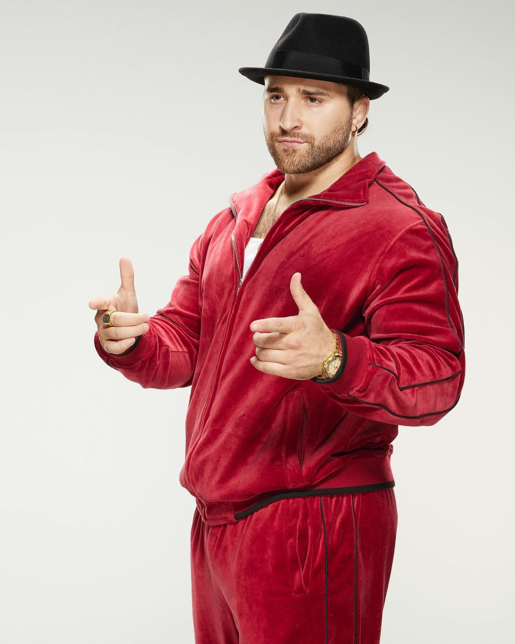 Sweatsedo Mens Red Velour Tracksuit (Large) : : Clothing