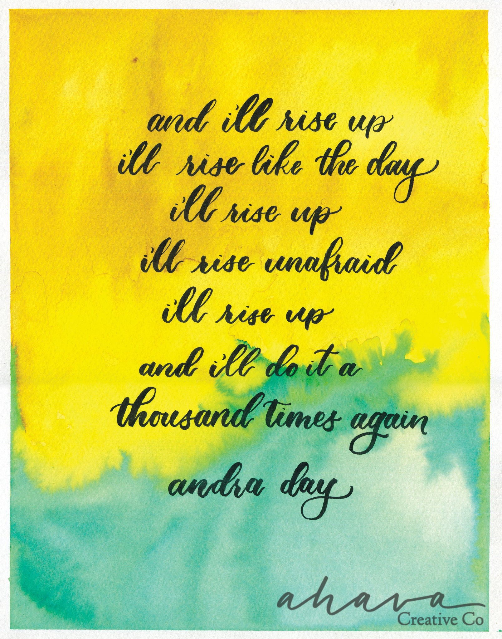 Rise Up Andra Day Quote Watercolor Art Print Ahavacreativeco
