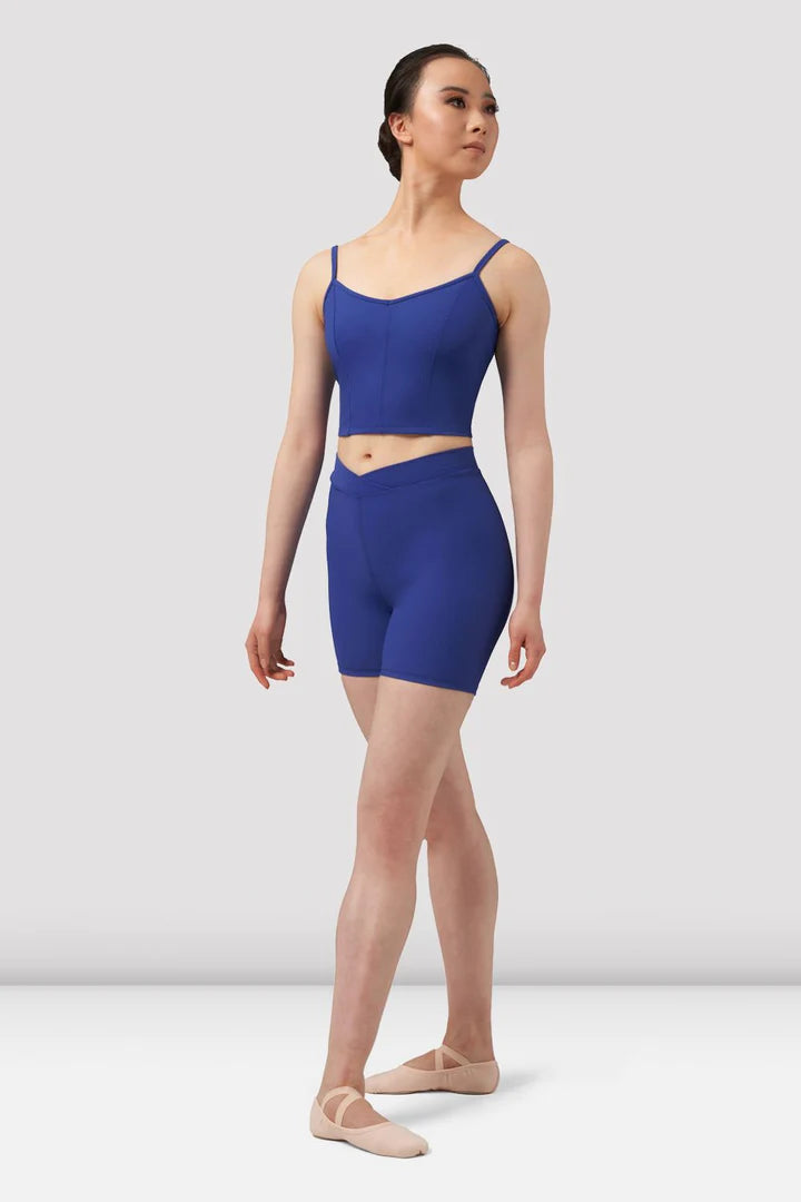 M7059L - Ladies Mirella Chevron Camisole Marine Blue Crop Top - Select Size