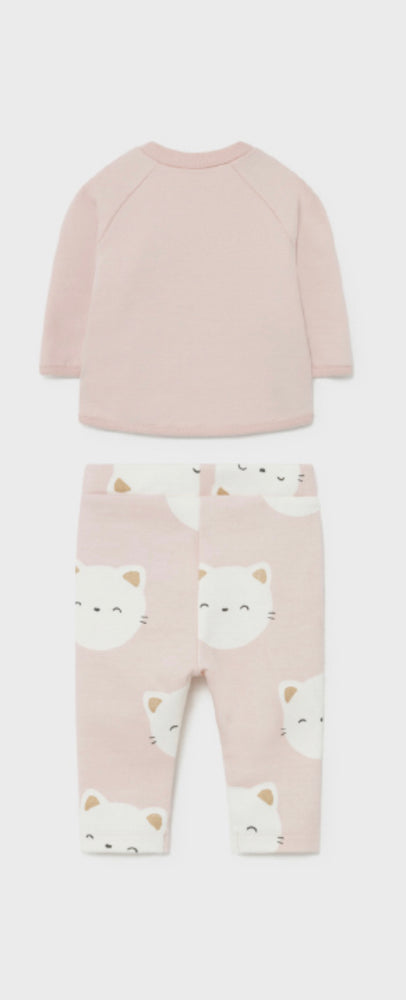 Dusty Pink Infant Girl’s Kitty Long Sleeve & Legging Set  - Select Size