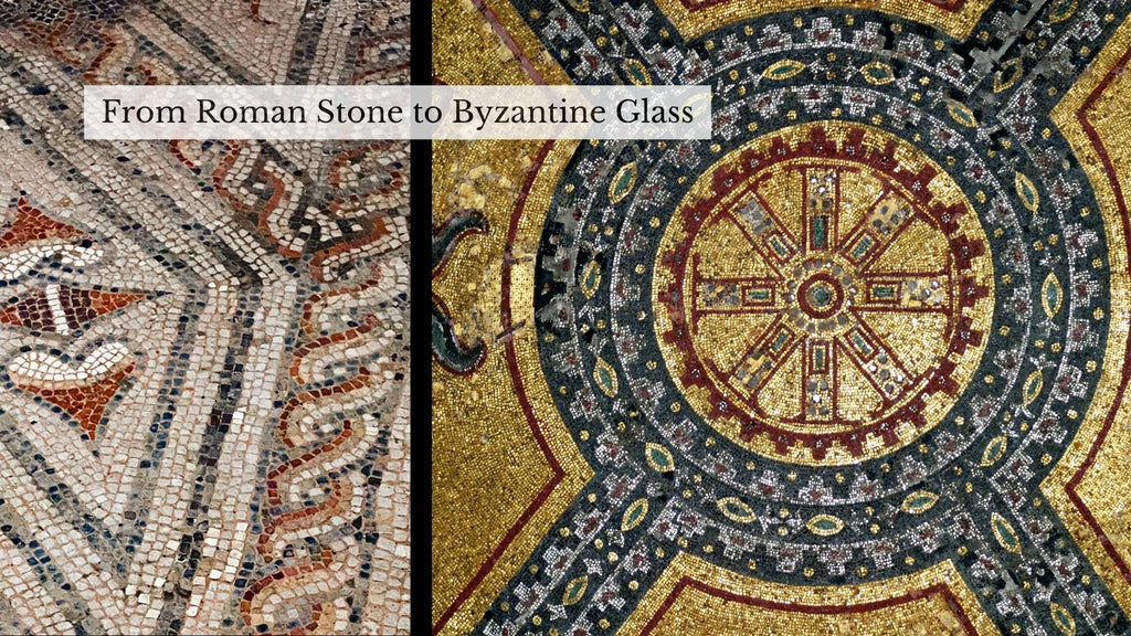 Roman stone mosaic and Byzantine glass mosaic