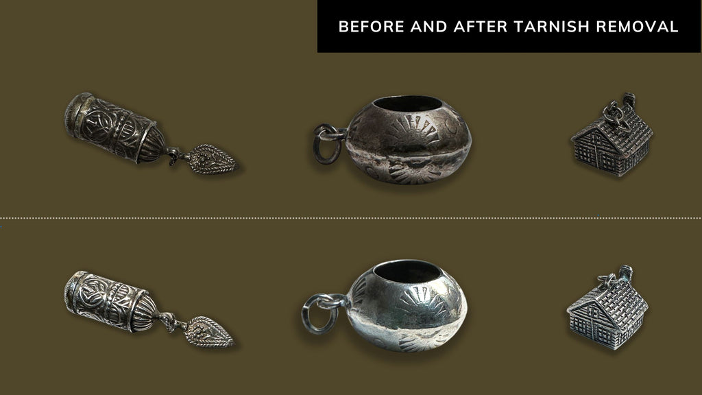 Before and after tarnish removal from silver