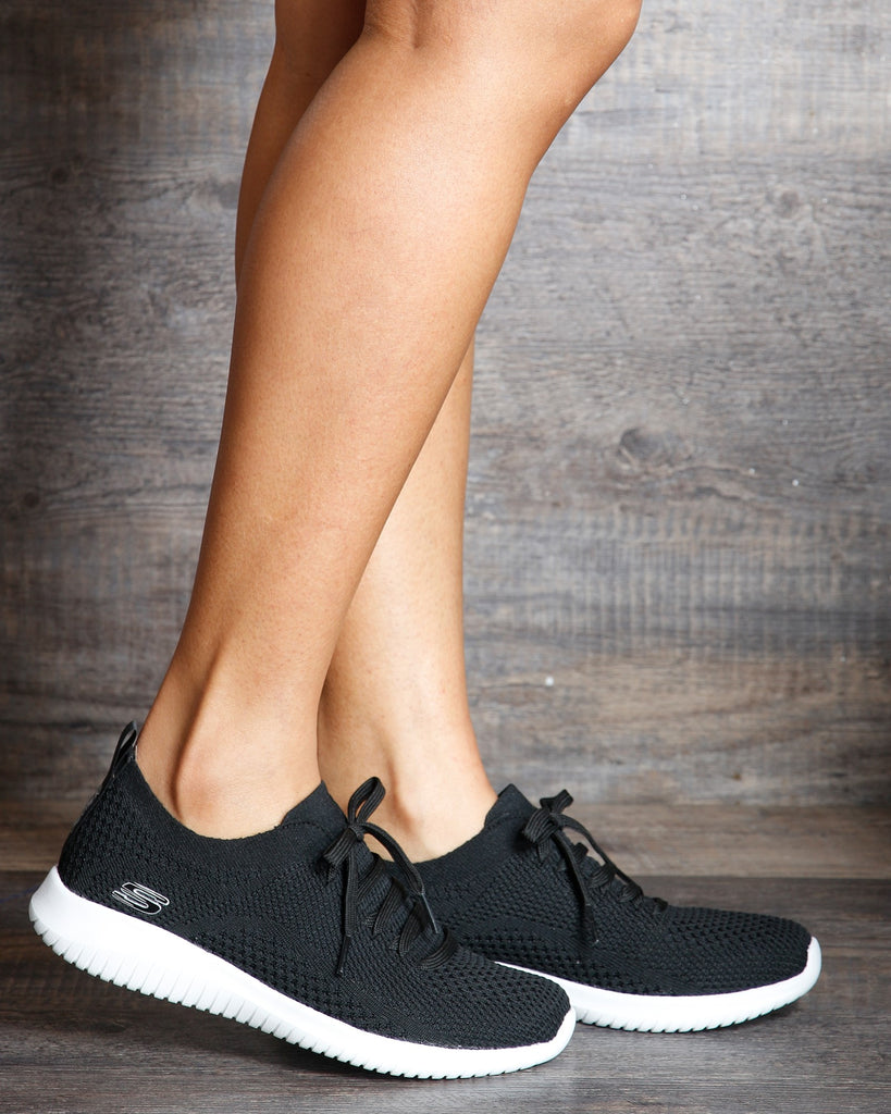 Womens Ultra Flex Statement Sneakers Black White Vim Vixen