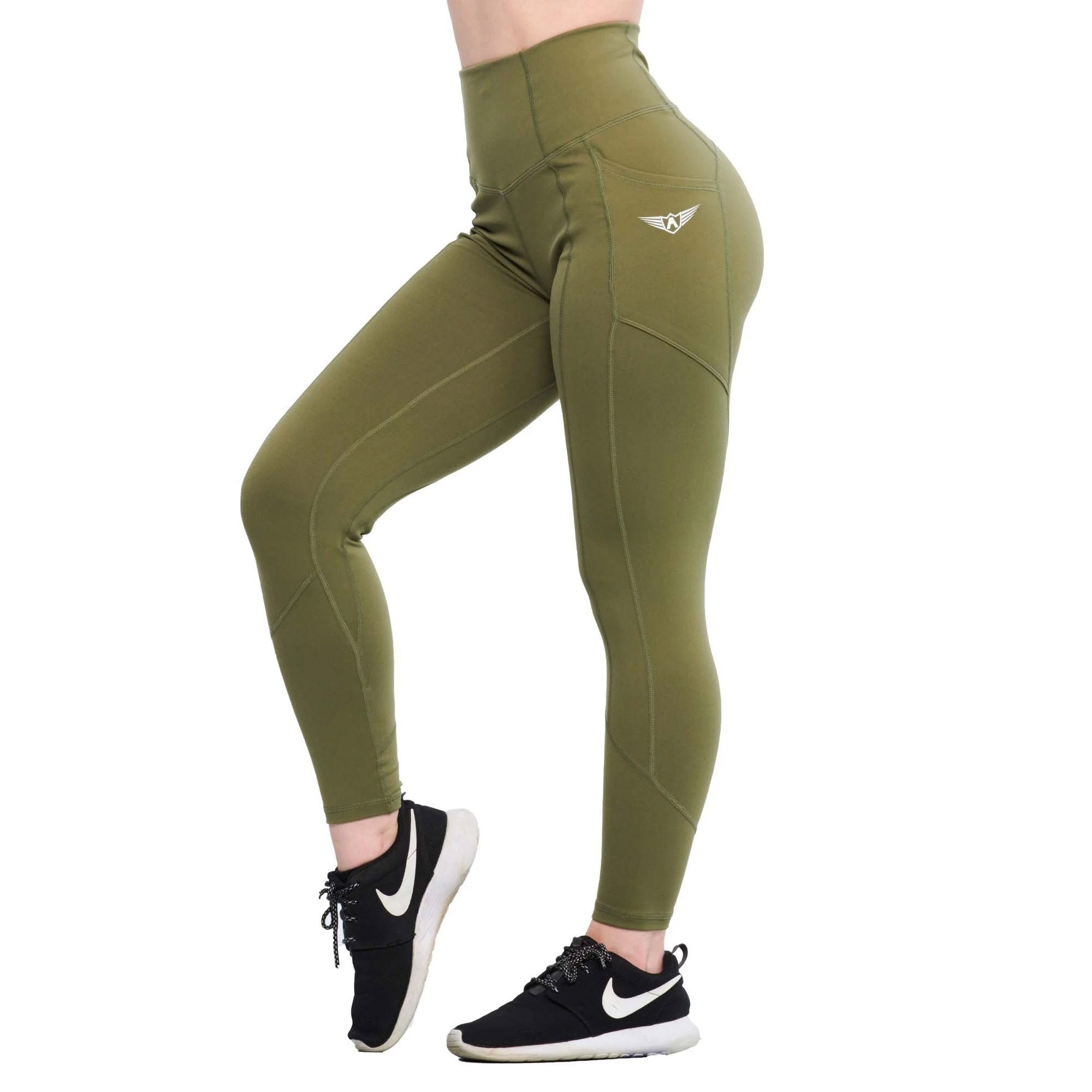 olive green high waisted leggings