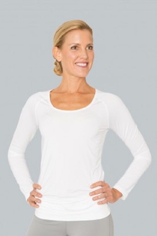 white long sleeve yoga top
