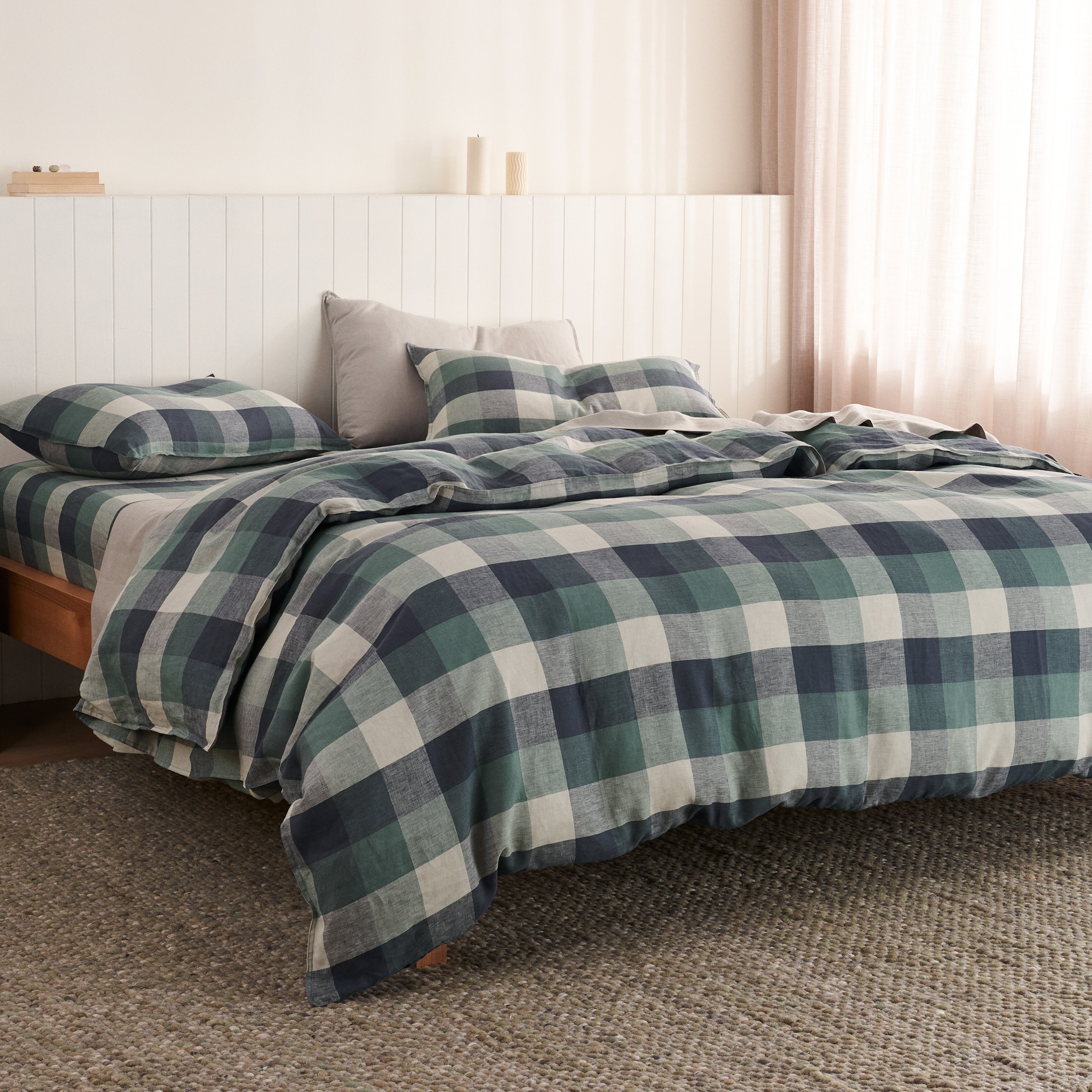 Catherine Lansfield Stag Check Duvet Cover Set Green - Norwood Textiles