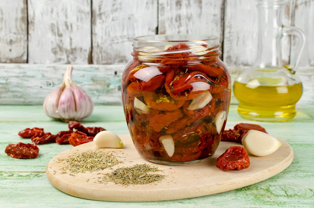 dried tomatoes in a jar