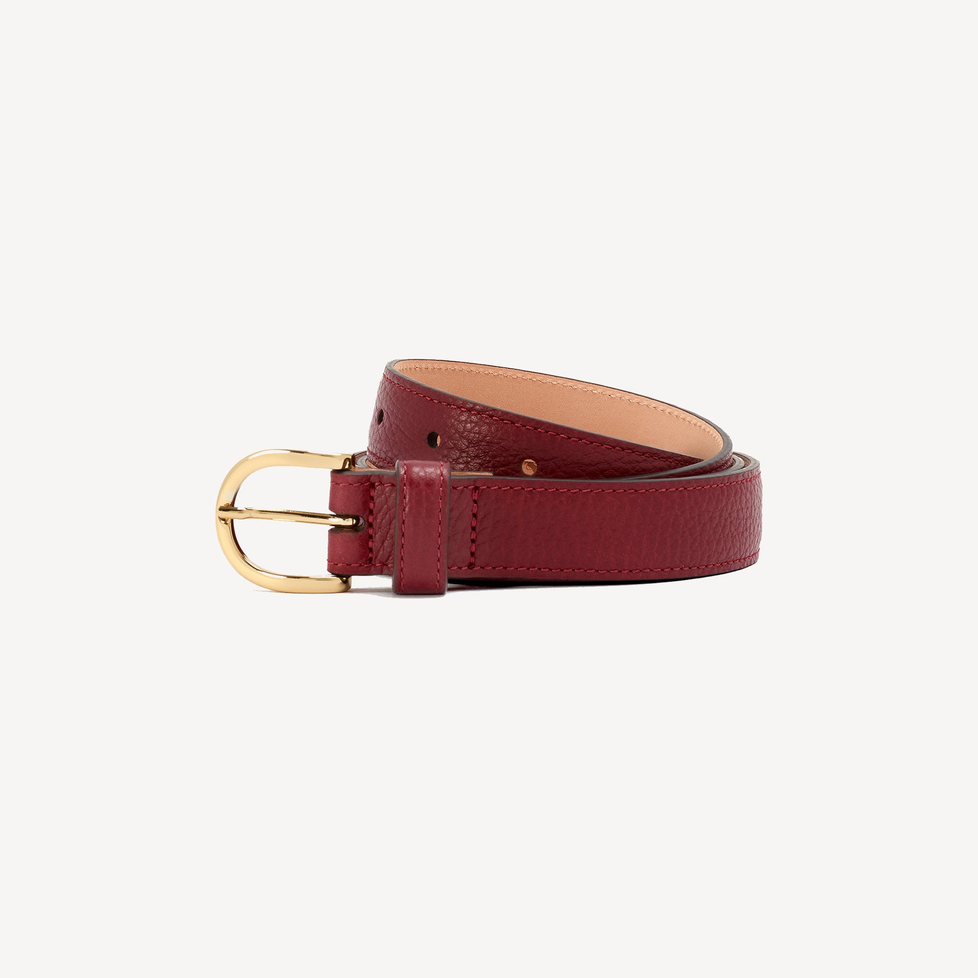 Women's Leather Belt with Round Buckle - Lilac
