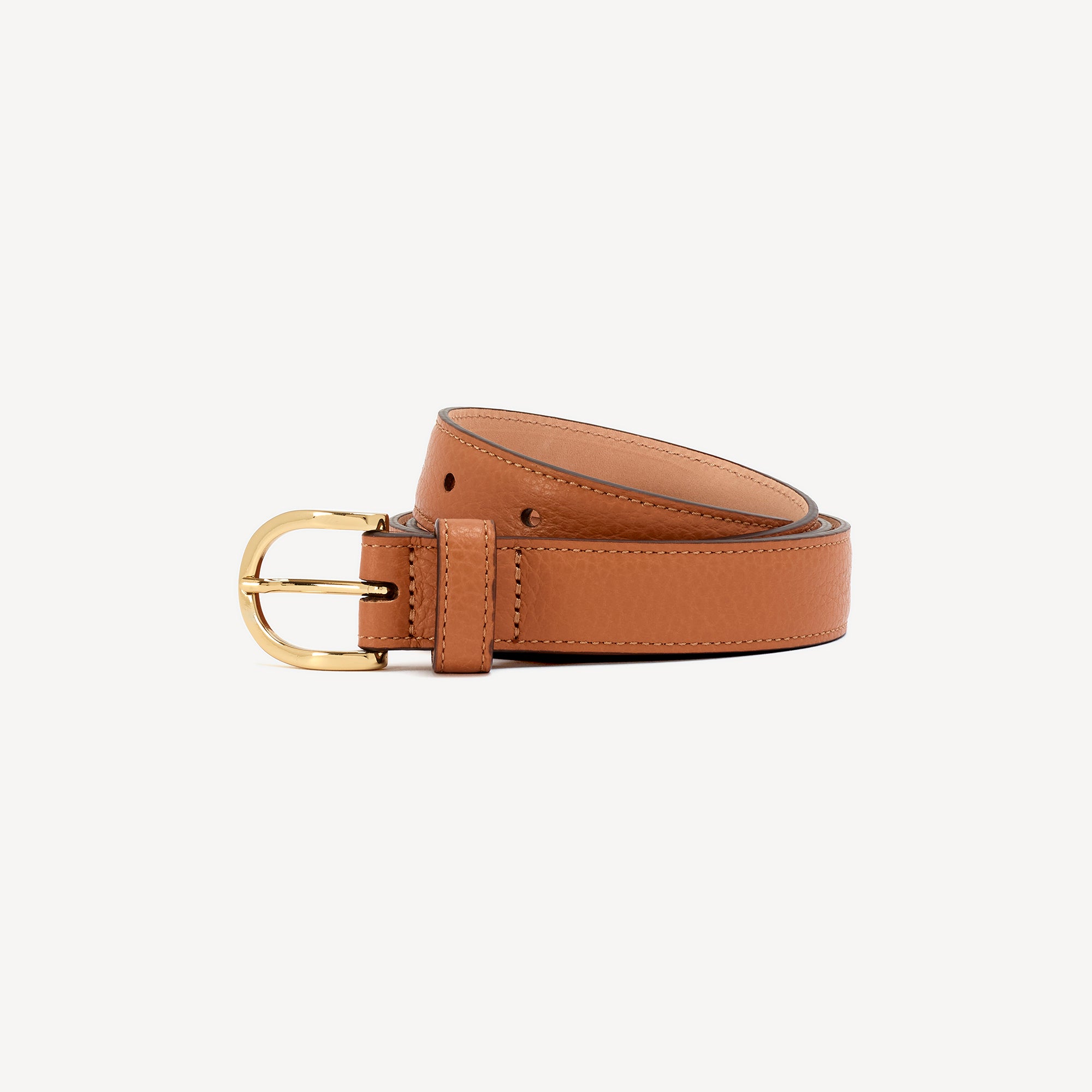 Women's Leather Belt with Round Buckle - Lilac