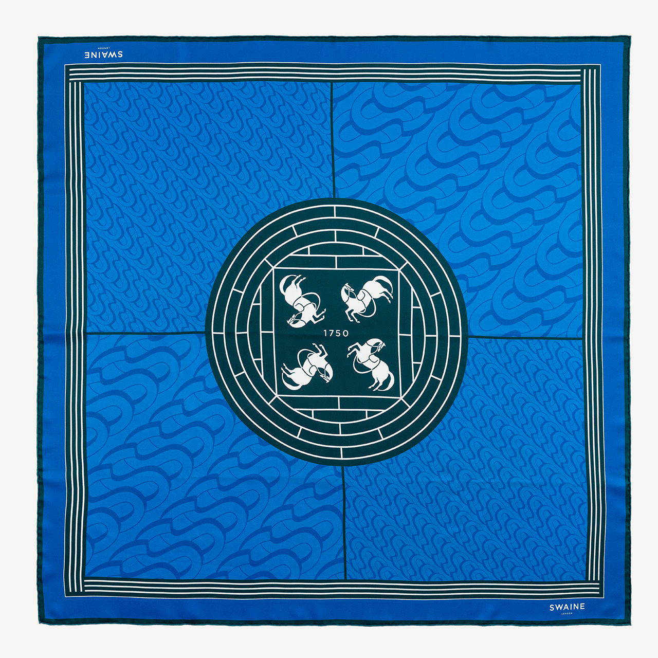 Monogrammed Silk Scarf - Blue