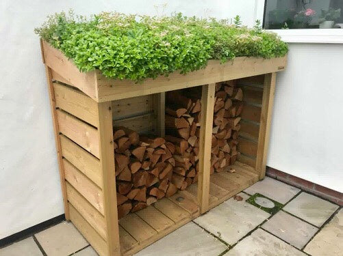Maxi log store with sedum roof, for great outside wood storage