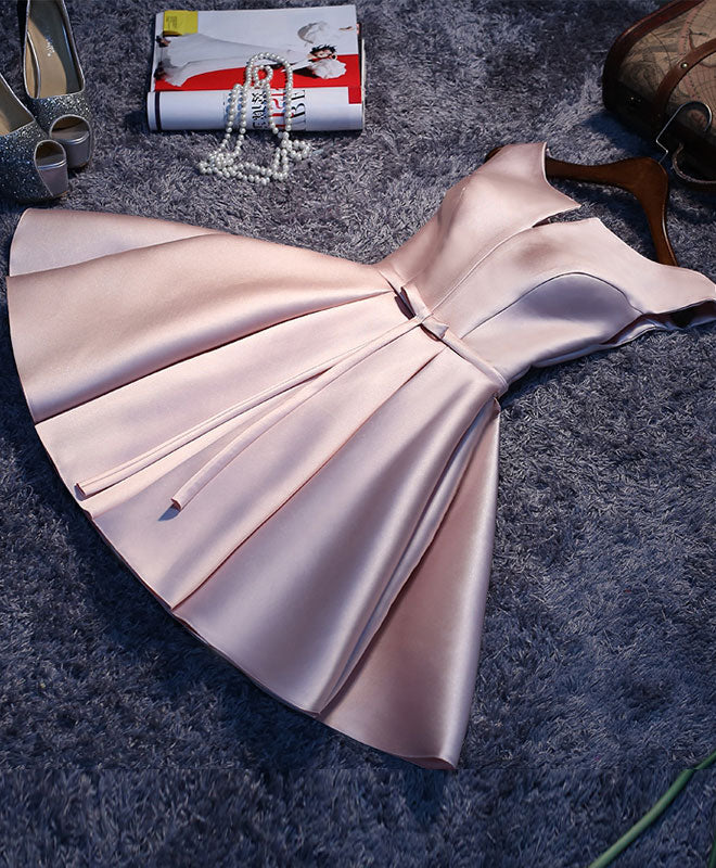 Cute Pink A Line Short Prom Dress, Pink Evening Dress – shopluu