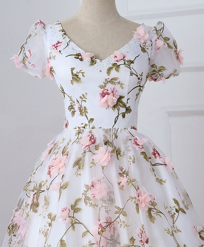 white with pink flowers dress