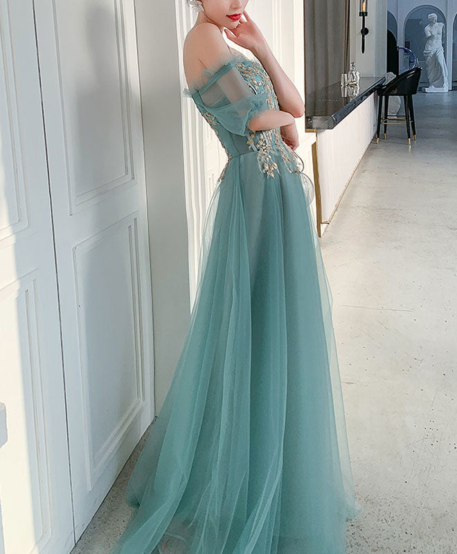 Green Tulle Lace Long Prom Dress Green Tulle Formal Dress – shopluu