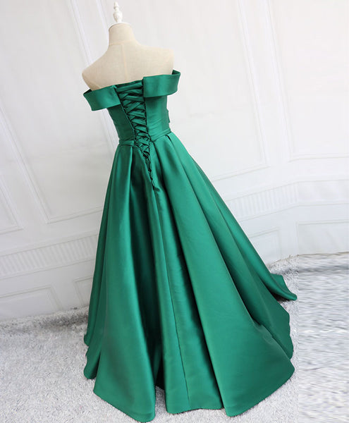 Simple blue satin long prom dress, blue formal dress | Shop Elegant ...